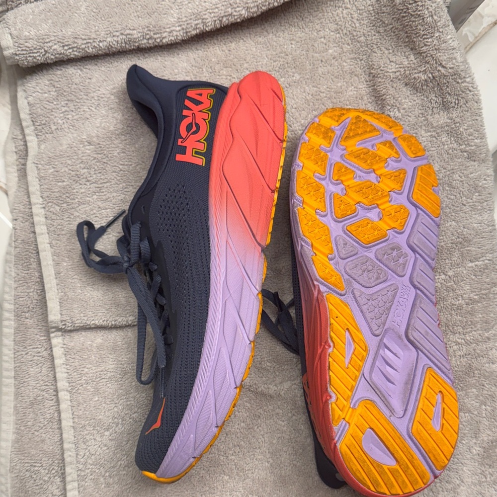 Hoka Navy and Orange Gradient Running Shoes